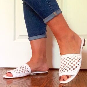 NWT Michael Kors Leather Slide Sandals White Size 9.5
